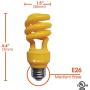 13W Yellow CFL Spiral Bug Light Bulb, 60W Equivalent, Outdoor, E26 Medium Base, 120V, UL Listed (Pack of 4)