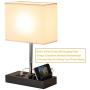 USB Table Lamp, Briever Multi-Functional Desk Lamp with 3 USB Charging Ports and Phone Charge Dock, Black Wood Charging Station and Organizer, Perfect Light for Bedroom,Guest Room,Living Room,Office