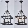 ANJIADENGSHI Lantern Pendant Light Lantern Iron Cage 4 E12 Bulbs Lantern Chandelier for Dining Room Bar Cafe ,Matte Black(Bulbs Not Included)