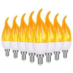 Deitybless 8 Pack E12 Flame Bulbs LED Candelabra Light Bulbs, 1.2 Watt Warm White Chandelier Bulbs, 1800k Candle Light Bulbs, Flame Tip for Christmas Party Decor