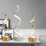 Spiral Design LED Table Lamp Warm White 3000k Minimalist Desk Lamp Aluminum Alloy Acrylic Bedside Nightstand Lamps for Bedroom Office Living Room (Gold, Warm Light)