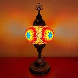 Handmade Mosaic Turkish Lamp, Vintage Bedroom Decor Table Lamp, Unique Night Light Lamps for Living Room, Room Decor for Teen Girls Boys, Bedside Lamp, Night Light for Kids, Tiffany Lamp (2, b)