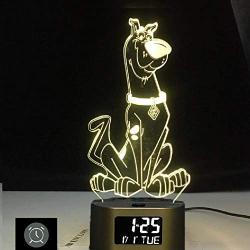 Scooby Doo Figure Cute Cartoon Dog Baby Nightlight Colorful Touch Sensor Kids Bedroom Bedside Table 3D Lamp Led Night Light (7 Colors Alarm Clock)