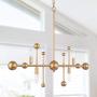 KSANA Gold Chandelier, 4-Light Kitchen Island Lighting Fixtures, 30'' Modern Linear Pendant Lighting for Dining Room, Counter, Closet