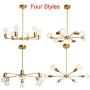 BAODEN 6 Lights Fixture Modern Gold Sputnik Chandelier Brushed Brass Mid Century Pendant Light Semi Flush Mount Hanging Lamps for Dining Bedroom Kitchen Lighting