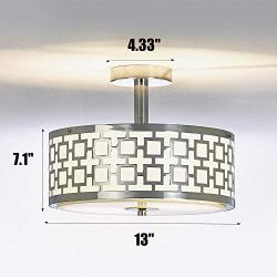 SOTTAE Luxurious Semi Flush Light Fixture Chrome Finish 2 Lights Glass Diffuser Flush Mount Ceiling Light,Ceiling Lamp Fixture for Bedroom,Living Room,Kitchen, Hallway (Diameter:13'')