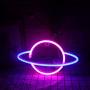 Wanxing Planet Neon Signs LED Neon Wall Sign Pink Blue Neon Lights for Bedroom Kids Room Hotel Shop Restaurant Game Office Wall Art Decoration Sign Party Supply Gift (Pink Blue)