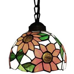 LITFAD Elegant Tiffany Style Pendant Light with Oversize Sunflower Pattern One-Light LED Ceiling Hanging Pendant Lamp Chandelier for Kitchen Island Dining Room Restaurant - B