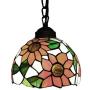 LITFAD Elegant Tiffany Style Pendant Light with Oversize Sunflower Pattern One-Light LED Ceiling Hanging Pendant Lamp Chandelier for Kitchen Island Dining Room Restaurant - B
