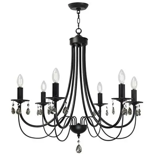 Lucidce Crystal Chandelier Lighting Modern Dining Room Lighting Fixtures Hanging Black 6 Lights Candle Island Pendant Lighting for Bed Room Living Room Lucidce Crystal Chandelier Lighting Modern Dining Room Lighting Fixtures Hanging Black 6 Lights Candle Island Pendant Lighting for Bed Room Living Room