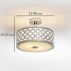 POPILION Chrome Finish Flush Mount Ceiling Light,Ceiling Light Fixture Tempered Glass Acrylic