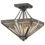 LITFAD Craftsman Style LED Pendant Lighting 14.17'' Wide Tiffany Stained Glass Inverted Hanging Light 3-Lights Ceiling Hanging Light for Living Room Restaurant Bedroom Hotel 110V-120V