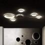 LITFAD Sputnik LED Flush Mount Ceiling Light Fixture with Ring Shade Post Modern Silicon Gel Ceiling Lamp Wall Light Fixtures in Black for Dinning Room Bedroom Living Room - White Light