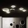 LITFAD Sputnik LED Flush Mount Ceiling Light Fixture with Ring Shade Post Modern Silicon Gel Ceiling Lamp Wall Light Fixtures in Black for Dinning Room Bedroom Living Room - White Light