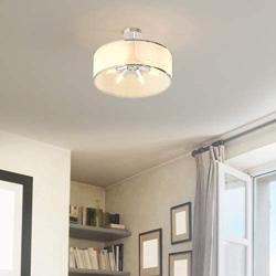 Tangkula Industrial Ceiling Light Fixture, Fabric Drum-Shaped Shade, Semi Flush Mount Ceiling Light w/ Metal Hanging Kit, 6-Light Close to Ceiling Light for Dining Room, Bedroom, Cafe, Bar, Entryway