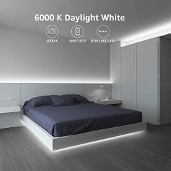 LE 32.8ft LED Strip Light, Dimmable Vanity Lights, 6000K Super Bright LED Tape Lights, 600 LEDs SMD 2835, Strong 3M Adhesive, Suitable for Home, Kitchen, Under Cabinet, Bedroom, Daylight White