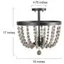 Wood Bead Lighting, Bohemian Semi Flush Ceiling Light Fixture with 3 Light Source, for Entryway, Dining Room, Dark Silver Brushed, 16 inches