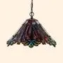 LITFAD Tiffany Style Pendant Lighting Stained Glass Cone LED Pendant Light 2 Lights Antique Ceiling Lamp Art Decoration Ceiling Hanging Light for Dining Room Restaurant Study Room - Red, 12.6'' (32 cm)