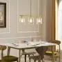 LeeZM Rustic Industrial Chandeliers Modern 3-Light Glass Shades Pendant Lighting Vintage Farmhouse Adjustable Wire Ceiling Light Hanging Lamp for Dining Rooms Bedrooms Living Room Kitchen Island Gold