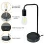 Industrial Touch Control Table Lamp with 2 USB Charging Ports and 2 Power Outlets, 3 Way Dimmable Vintage Nightstand Lamp for Living Room, Bedroom, Office, 6W LED Bulb Included