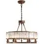 Siljoy Luxury Round Crystal Chandelier Modern LED Dimmable 6-Lights Pendant Lighting Vintage Flush Mount Ceiling Fixture for Dining Room Kitchen Entryway, Dia 25.6'', Brown