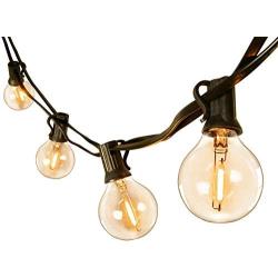 Outdoor String Lights,100ft with 64 Dimmable G40 Glass LED Clear Bulbs UL Approval Waterproof Globe String Lights 1W 2700K Outdoor Lighting for Backyard Porch Cafe Party Wedding Garden