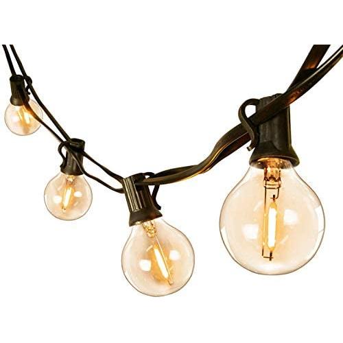 Outdoor String Lights,100ft with 64 Dimmable G40 Glass LED Clear Bulbs UL Approval Waterproof Globe String Lights 1W 2700K Outdoor Lighting for Backyard Porch Cafe Party Wedding Garden