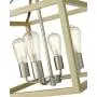 Zeyu Foyer Lantern 4-Light Chandelier, Modern Pendant Hanging Light for Hall Dining Room, Wood Grain and Satin Nickel Finish, ZJF12-4 WD+SN