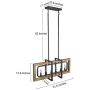 LOG BARN Farmhouse Chandelier, Pendant Lighting for Kitchen Island in Distressed Wood and Black Metal Finish, Ceiling Hanging Fixture for Dining Room