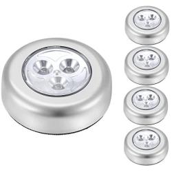 5 Pack IPOW LED Battery-Powered Wireless Night Light Stick Tap Touch Lamp Stick-on Push Light for Closets, Cabinets, Counters, or Utility Rooms,Cordless Touch Light,Batteris Not Included