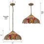 BAYCHEER Vintage Lovely Hanging Lamp 2 Lights Tiffany Pendant Lamp with Vibrant Stained Glass Shade for Dining Room, Kitchen Island, Bedroom