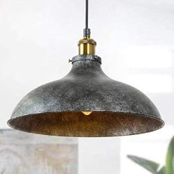 KSANA 14.2 Wide Industrial Pendant Lighting, Big Bran Hanging Light Fixture with Hand-Paint Baking Finish for Kitchen Island, Dining Room, Bedroom and Foyer(Dark Grey)