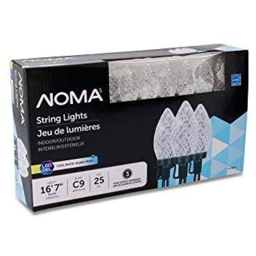 NOMA C9 LED Christmas Lights | 25 Cool White Bulbs | 16.8 Ft. String Light | UL Certified | Indoor & Outdoor