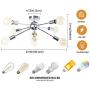 PUZHI HOME Modern Ceiling Light Sputnik Chandelier, 8 Lights Flush Mount Ceiling Light Chrome Pendant Lighting Modern Chandeliers Close to Ceiling Light Fixture for Living Room Dining Room Kitchen
