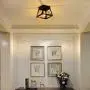 Modern Ceiling Light Black Rustic Ceiling Lighting Fixture Flush Mount with Metal Cage Shade for Hallway Bedroom Dining Room Entryway,E26