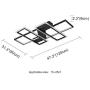 FangYanMei Modern Ceiling lamp,dimmable 108W Modern LED Chandelier Flush Mount,4 Squares Acrylic Ceiling Lamp Fixture for Bedroom Dining Study Room,Black
