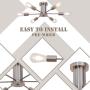 VINLUZ 6 Lights Modern Sputnik Chandelier Brushed Nickel Flush Mount Ceiling Light Contemporary Chandelier for Dining Room Living Room Kitchen