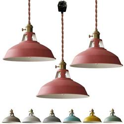 STGLIGHTING IronPendant Light Juno-Type Track Light Pendants 1ft Cord Macaron Red Lampshade Track Light Decoratefor Instant Pendant Lights for Dining Room Customizable,3-Light,Macaron Pink