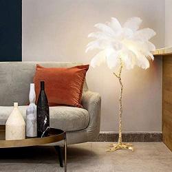 WJQQ Modern Large Feather Floor Lamp, Creative Art Standing Light with Foot Switch and Metal Base, Reading Lamp for Living Room Bedroom Office100120cm