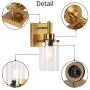 Bathroom Light Fixtures Sconces 1 Light,Contemporary Modern Gold Wall Light Vintage Industrial Wall Sconce Farmhouse Vanity Light Fixture Brass with Clear Glass Shade for Hallway Bedroom Living Room