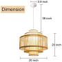 Bamboo Lantern Pendant Lamp, Retro Japanese Style E28 Chandelier Hanging Light Ceiling Lighting Fixture for Living Room Bedroom Restaurant Cafe Teahouse Bar Dining Room Club