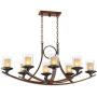 Tafford Mahogany Wood Large Linear Island Pendant Chandelier 43 1/4'' Wide Rustic Clear Outer Scavo Inner Glass 8-Light for Kitchen Island Dining Room - Franklin Iron Works