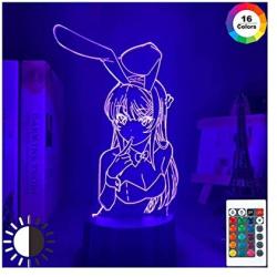 HOKVJ Anime Waifu Mai Sakurajima Led Night Light for Bedroom Decor Mai Light Gift for Friend Sakurajima Bunny Girl Led Lamp Anime Gift