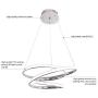 CHYING Modern Pendant Light with Irregular Ring Lights 40W LED Adjustable Chandelier 39.4 inch Ceiling Light Fixture for Dining Room Bedroom Living Room 39.4in Chrome