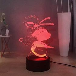 Laysinly Naruto Desk Lamp, Japanese Anime Figures LED Night Light for Kids, Uzumaki Naruto Take Shuriken 3D Acrylic Table Lamp, Child Bedroom Sleeping Night Lamp, Children Birthday Christmas Gift