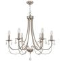 Brushed Nickel Chandelier with Clear Crystal Modern Farmhouse Lighting Candle 6 Lights Kitchen Pendant Lighting Hanging for Dining Room Living Room by Lucidce