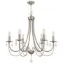 Brushed Nickel Chandelier with Clear Crystal Modern Farmhouse Lighting Candle 6 Lights Kitchen Pendant Lighting Hanging for Dining Room Living Room by Lucidce