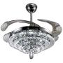 Lighting Groups Invisible Reversible Ceiling Fans 4 Circles Crystal Ceiling Fans Lamp-42 inch Transparent Retractable Blades Remote Control Fans Chandelier With LED Three Color Lights -for Indoor (Silver-03)