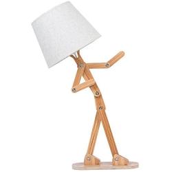 VOGLEE Novelty Cool DIY Desk Lamp for Kids Bedroom Adjustable Beside Table Lamp Swing Arm Wood Nightstand Light Living Room Dorm (Wooden)