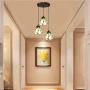 Tiffany Style Pastoral 3 Lights Pendant Lamp 10 Inch Vintage Green Leaves Stained Glass Shade E27 Ceiling Hanging Lights for Dining Room 110V-240